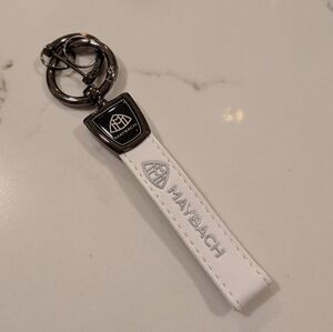 Maybach White Leather Keychain